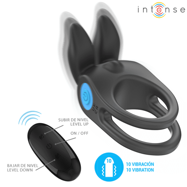 INTENSE - SAM VIBRADOR ANEL DUPLO PENIS 10 VIBRAÇÕES PRETO - Image 3